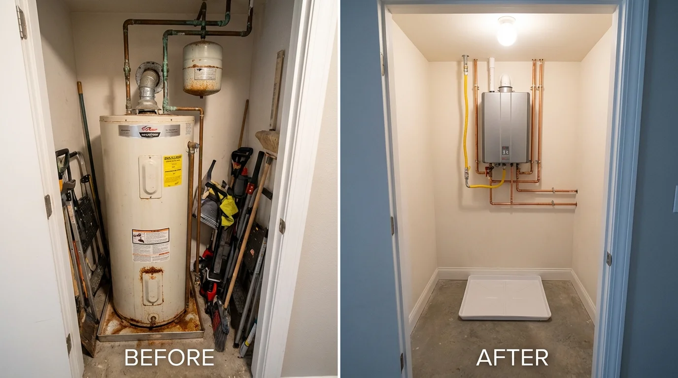 Tank water heater versus wall-mounted tankless unit comparison for Troy, OH homeowners